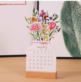 Resim Yaozixa 2024 Ahşap Çerçeveli Mini Masa Takvimi - Şık Dekoratif Not Defteri & Hediye 