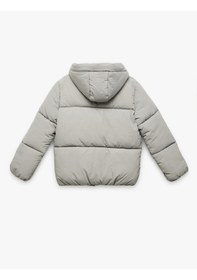 Resim Koton Uzun Kollu Kapşonlu Şişme Mont Gri 6wkg20025aw Gri 