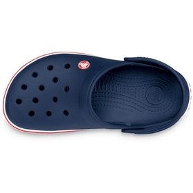 Resim Crocs Lacivert Unisex Crocband Kenarı Kırmızı Beyaz Çizgili Terlik 