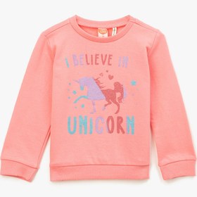 Resim Kız Bebek Unicorn Baskılı Sweatshirt Pamuklu 