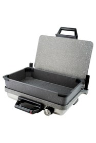 Resim Sermelex Turbo Granit Grill (INOX) Granit Pan Dahil - Silex Bazlama Lahmacun Pizza Izgara Tost Makinesi 