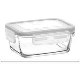 Resim LAV Fresco Cam Saklama Kabı Tekli Küçük Boy 400 ml Dikdörtgen Beyaz Kilitli Kapak 