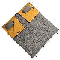 Resim Naturecamp Hati 200 -5 Derece Birleşebilir Çift Kişilik Yastıklı Gri Uyku Tulumu 