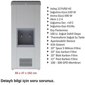 Resim 100 Lt. Soğutmalı Arıtmalı Paslanmaz Endüstriyel Su Sebili 