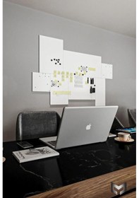 Resim Yiğit Metal Mıknatıslı Pano Beyaz Ofis/çalışma Odası İçin Mıknatıs Hediyeli Metal Magnet Hatıra Panosu 50 x 30 CM 