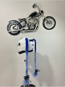 Resim Motor & Motosiklet Mavi Ombreli Çift Örgü Saç Kask Dış Aksesuar Diğer 