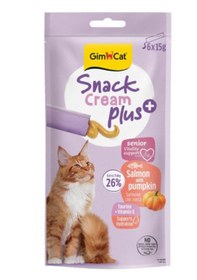 Resim Gimcat Snack Cream Senior Somonlu - Balkabaklı Kedi Ödülü 6x15gr 