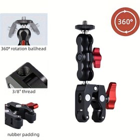 Resim Tek lensli anlık kameralar için sahada izleme amaçlı kullanılan kamera montaj klipsi braketi ve top başlı kol braket 