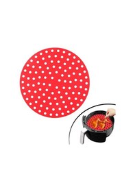 Resim River World 23 CM'Lik Kırmızı Renkte Isıya Dayanabilen Ve Yıkanabilen Yuvarlak Silikon Airfryer Ve Fırın Matı 
