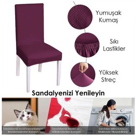 Resim Balpeteği Desen Likra Kumaşlı Tüylenmez Yikanabilir Sandalye Örtüsü Sandalye Kılıfı Yeni Model Tekli Mor 
