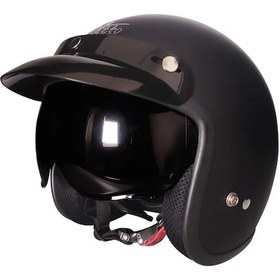 Resim Ebakbak Chopper Açık Motosiklet Kaskı Mat Siyah 