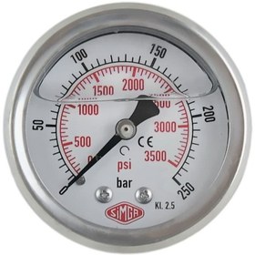 Resim SIMGA Ø52 Mm Arka Gliserinli -1-760 Vakummetre, Vakumölçer, Vakum Saati 