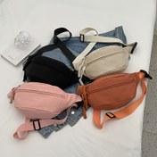 Resim Kadınlar İçin Ayarlanabilir Askılı Naylon Göğüs Çantası - Fermuarlı Kompakt Bel Çantası, Günlük Kullanım, Spor ve Seyahat için Şık Minimalist Tasarım Siyah/Pembe/Turuncu-Kırmızı, Çok Amaçlı Moda Aksesuarı, Dayanıklı Omuz Askısı 