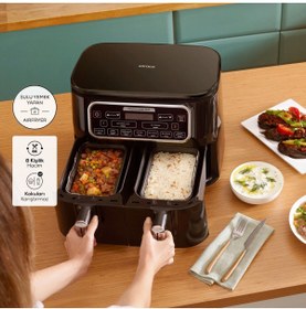 Resim Karaca Air Pro Cook Ev Yemeği Xxxl 4+4 Litre Fritöz - İki Hazneli Yeni Seri - YOĞURT PROĞRAMI 
