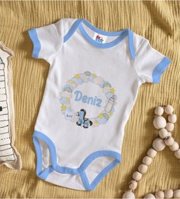 Resim Bitmeyenkartus Bk Kids Kişiye Özel Mavi Bebek Body Zıbın - Model 161 Çok Renkli 