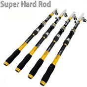 Resim Dayanıklı Fiberglas Balıkçılık Çubuğu, 2.1/2.4/2.7/3.0/3.6M Taşınabilir Uzun Mesafe Plaj Balıkçılığı Çubuğu, Çok Fonksiyonlu Tuzlu Su Balıkçılığı İçin Uygun, Orta Eylem, Trolling Tekniği, Siyah ve Sarı Detaylar ile, Rahat Balıkçılık İçin 