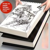 Resim Büyük Paket Spiral-Bound Sketchbook - 8K Kalın Siyah Kapak, A4 ve 16K Boyut, Çizim ve Çizim İçin Ağır Kağıt Sayfaları, Tüm Seviyelerdeki Sanatçılar İçin Uygun, Sanat Öğrenci Malzemeleri | Dayanıklı Bağlama 