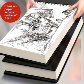 Resim Büyük Paket Spiral-Bound Sketchbook - 8K Kalın Siyah Kapak, A4 ve 16K Boyut, Çizim ve Çizim İçin Ağır Kağıt Sayfaları, Tüm Seviyelerdeki Sanatçılar İçin Uygun, Sanat Öğrenci Malzemeleri | Dayanıklı Bağlama 