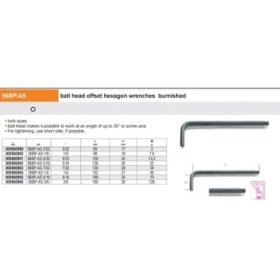 Resim Beta 96BP/AS 5/32" Yuvarlak Bombe Top Başlı Uzun Allen Anahtar Inch 