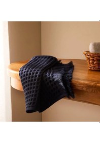 Resim 3 Lü Lacivert Pamuklu Havlu Seti 30x45, 50x90, 80x160 Cm Lüks Ve Emici Lacivert 