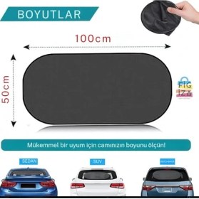 Resim Cekar Store Vantuzlu Arka Cam Güneşlik Perde – 100X50 cm | Uv Korumalı, Katlanabilir Oto Güneş Engelleyici Gölgelik | Araba Için Güneşlik Perde 