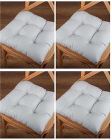 Resim Altınpamuk Altınpamuk 4'Lü Lüx Pofidik Gri Sandalye Minderi Özel Dikişli Bağ 