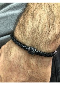 Resim Moda Kulesi Gümüş Safir Taşlı Erkek Bileklik 