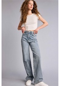 Resim Defacto 90s Wide Leg Yüksek Bel Uzun Jean Yıkamalı Pantolon G1404ax25wnnm28 Mavi-nm28 