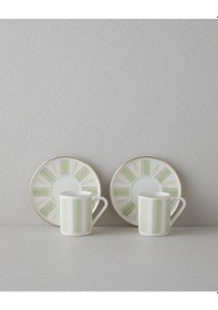 Resim English Home Serenade Bone Porselen 4 Parça 2 Kişilik Kahve Fincan Takımı 90 Ml Yeşil-gold Yeşil-gold 