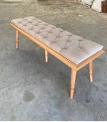 Resim EMEL AHŞAP Ahşap Bench Mutfak Salon Antre Yatak Odası Puf Naturel Ahşap Ayak -açık Vizon 130x48 Cm 