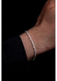 Resim Erkek Gümüş Bileklik - 3.5 Mm Forse Zincir Gümüş Bileklik 