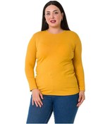 Resim Büyük Beden Bisiklet Yaka Uzun Kollu Viskon Hardal Body-hardal Hardal 