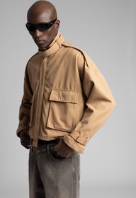 Resim Şerit Detaylı Utility Denim Ceket - Açık Kahve / S 