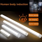 Resim 200mAh 400mAh Şarj Edilebilir LED Hareket Sensörlü Gece Lambası - Sokak & Alan Aydınlatması - Kablosuz USB Güçlü, Otomatik Açma Hareket Dedektörü, Dolap Altı Aydınlatma, Sıcak/Beyaz Renk Seçenekleri, Mutfak, Gardırop, Yurt, Koridor, Merdivenler İçin Mükemmel 