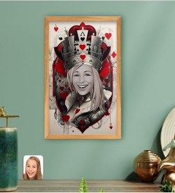 Resim Bk Gift Kişiye Özel Maça Kızı-kraliçe Tasarımlı Ahşap Çerçeveli Tablo-3 40x25cm, Arkadaşa Hediye, Sevgiliye Hediye Kobitmeyencom33365 Bk Gift 