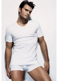 Resim Çift Kaplan 640 Bisiklet Yaka İnterlok Kumaş Erkek Atlet Beyaz 