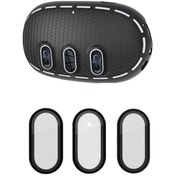 Resim Pazly Meta Quest 3 Kılıf + Titanyum Cam Film + Siyah Vr Kulaklık Aksesuarları - Siyah/siyah Siyah / Siyah 