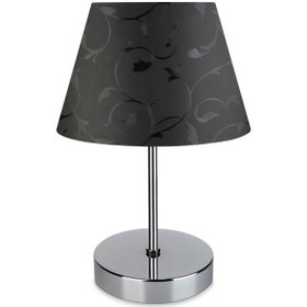 Resim Kuzey Krom Gövdeli Abajur Siyah Çiçek Desen Yatak Odası Abajur Masa Lambası Siyah 