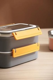 Resim Vagonlife Çift Katmanlı Paslanmaz Çelik Beslenme Kabı-1600 ml Beslenme Kutusu (Mavi) 