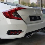 Resim Honda Cıvıc Fc5 2016 - 2020 Uyumlu Difüzör 4 Egzozlu Sılver 