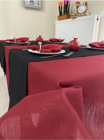 Resim Solid Kırmızı Simli Masa Örtüsü 