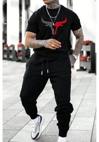 Resim Unisex Boğa Baskılı Eşofman Takımı Siyah 