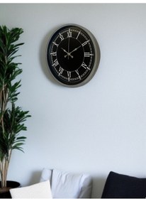 Resim 36 Cm Gri Roma Rakamlı Zarif Duvar Saati Açık 