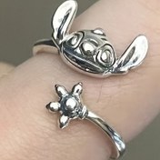 Resim 1 adet Disney Stitch Yüzük Ayarlanabilir Açık Bant Sevimli Karikatür Tasarım Unisex Çift Uyumlu En İyi Arkadaş Hediyesi Doğum Günleri, Günlük Kullanım, Cilt Metalik Bitiş 