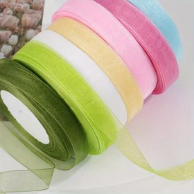 Resim 1 ADET 45.72 metre 2.49 cm Organze Kurdele - Çiçek Düzenleme, Hediye Paketleme, DIY El İşleri, Giyim Aksesuarları ve Paketleme için Şeffaf Çiçek Kurdelesi - Beyaz ve Yeşil Şeffaf Şifon Kurdele 