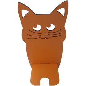 Resim Be Cat Kedi Görselli Cep Telefonu Tutucu & Telefon Standı Sevimli Kedi Model Ahşap Telefon Sabitleyici 