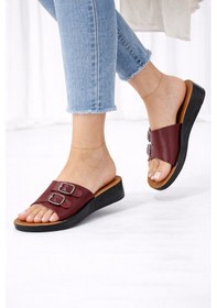 Resim Polex 5054-c Günlük Çift Tokalı Kadın Hafif Terlik Bordo 