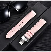 Resim Bambu Desen Hakiki Deri Saat Kayışı Inek Derisi Kordonlu Saat 18/20/22/24mm Pink-silver 22mm 