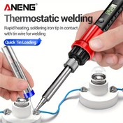 Resim ANENG SL105 Termostatlı elektrikli lehim makinesi EU Fiş ev tipi 11 ayarlanabilir sıcaklık lehim kalemi iç ısıtmalı lehim tabancası bakım ekipmanı alet seti 