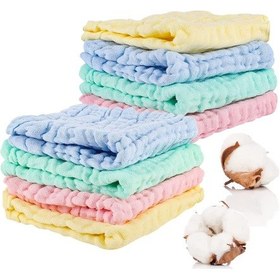 Resim 8'li Bebek Muslin Bezleri, Muslin Kare Yumuşak Kundak Örtüleri, Yenidoğan Yıkama Bezleri, Bebek Yıkama Bezleri 